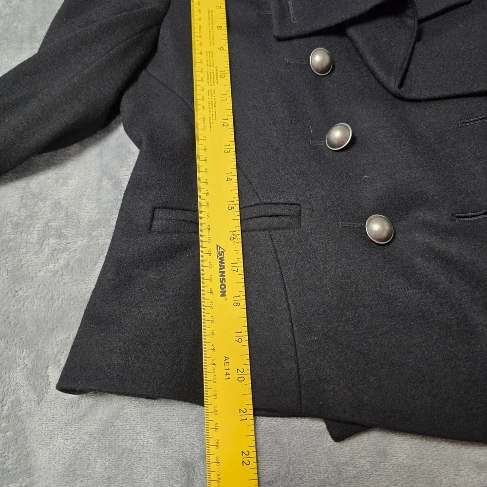 Ann Taylor Black Wool Blend Peplum Blazer Jacket Size 4 Double Breasted Nautical